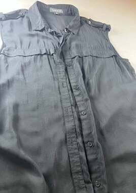 Trouvé Black Sleeveless Button-Down Utility Blouse with Shoulder Epaulets